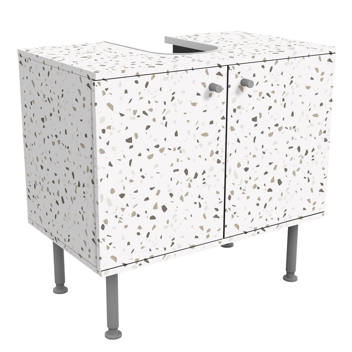 WASCHBECKENUNTERSCHRANK Detailliertes Terrazzo Muster Pompeji 60/55/35 cm - Grau, Holzwerkstoff (60/55/35cm) - Bilderwelten