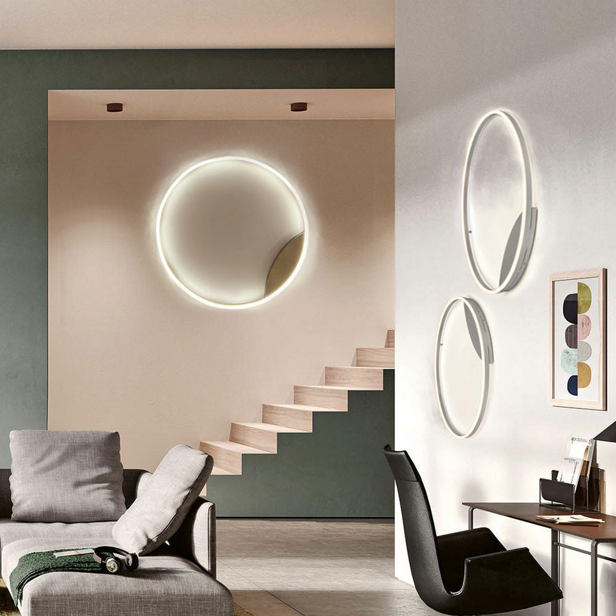 LED-WAND-/DECKENLAMPE Ring Weiß Ø 100cm - Weiß, Metall (100/100/5.5cm) - s.luce