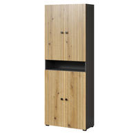 HOCHSCHRANK Evoke Eiche, grau 70 x 186 cm, Badschrank mit viel Stauraum - Eichefarben/Anthrazit, Holzwerkstoff/Metall (70/186/31cm) - Top.Furn