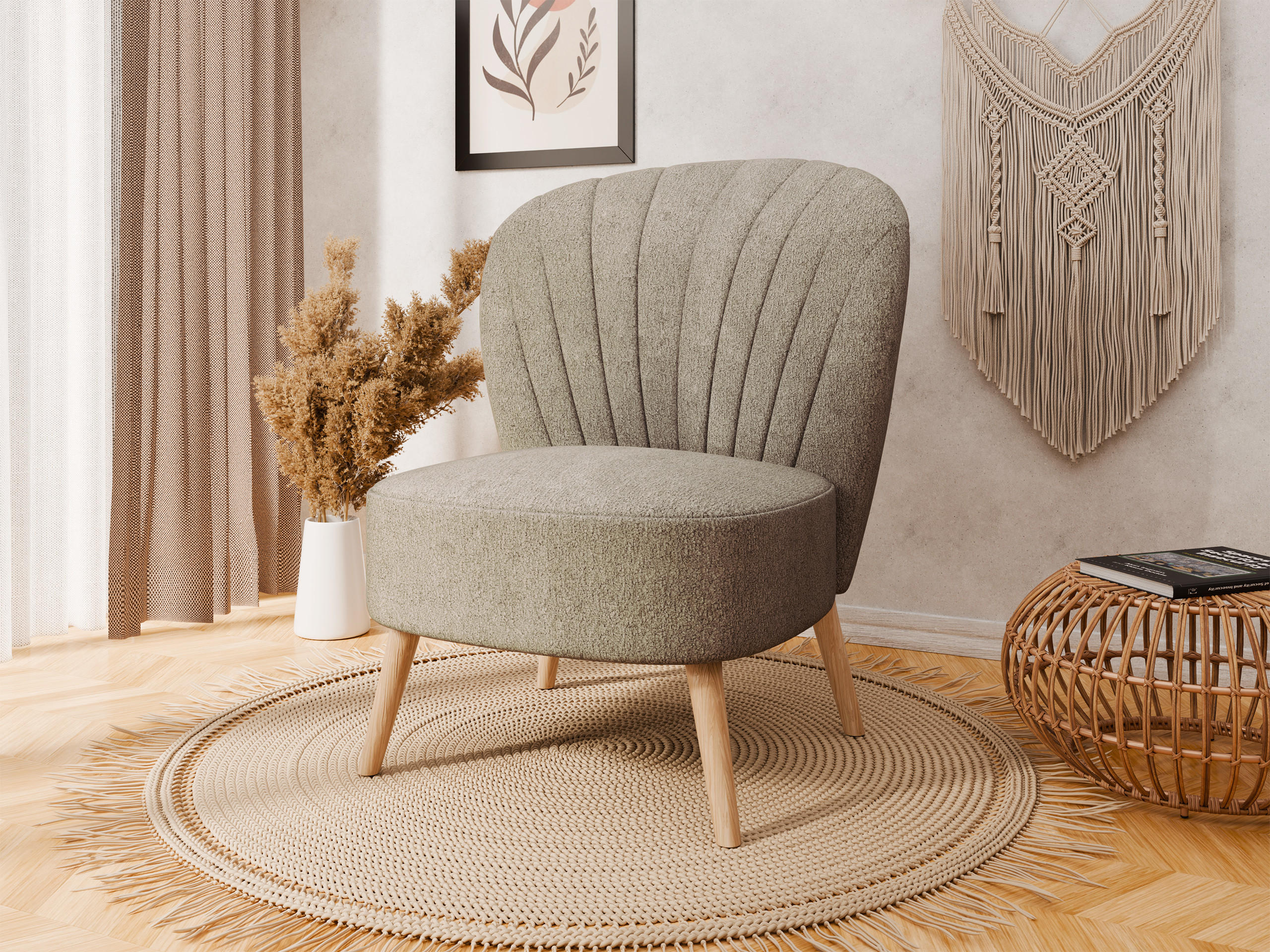 SESSEL Lumora mit Holzbeinen Cappuccino - Cappuccino, Holz (68/82/78cm) - Panda Möbel