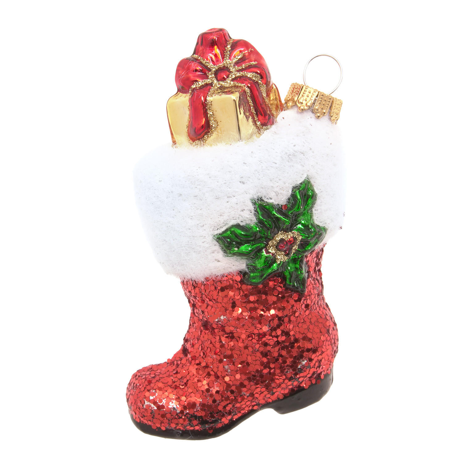 CHRISTBAUMSCHMUCK Santas Stiefel Rot 9cm (Glas / 1 Stk.) - Rot, Glas (5/9/4cm) - Krebs Glas Lauscha