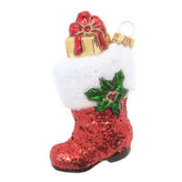 CHRISTBAUMSCHMUCK Santas Stiefel Rot 9cm (Glas / 1 Stk.) - Rot, Glas (5/9/4cm) - Krebs Glas Lauscha