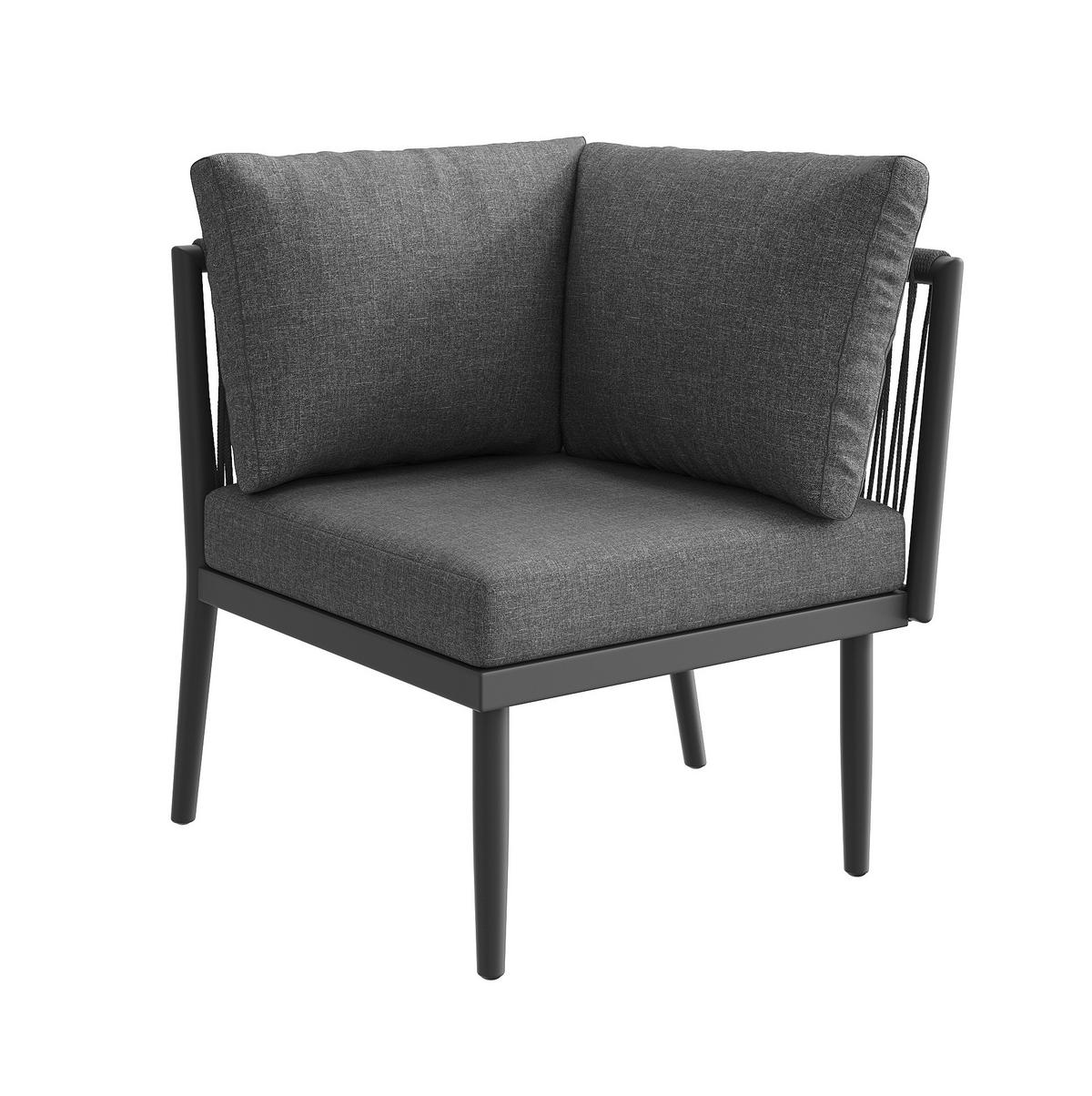 GARTENLOUNGE-SET 6-teilig 114,5/61/67 cm aus Metall und Olefin, modular mit 2 Tischen und verstellbaren Füßen, Grau - Grau, Metall - Redom