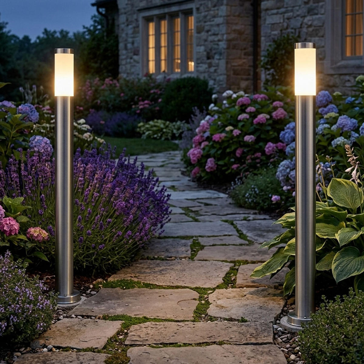 LED WEGELEUCHTE Silber Metall 2er Set - Silberfarben, Kunststoff (7.8/7.8/110cm) - Globo Lighting