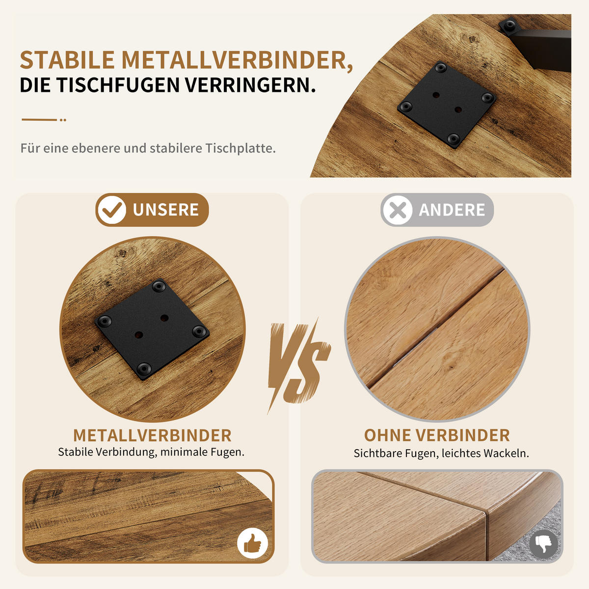 BEISTELLTISCH Braun/Schwarz 80/80/75 cm - Braun, Metall (80/80/75cm) - PANGIVO
