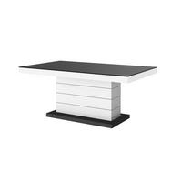 COUCHTISCH rechteckig Schwarz matt Weiß Hochglanz auziehbar höhenverstellbar 120/70/50 cm - Weiß Hochglanz/Schwarz, Holzwerkstoff (70/120/50cm)