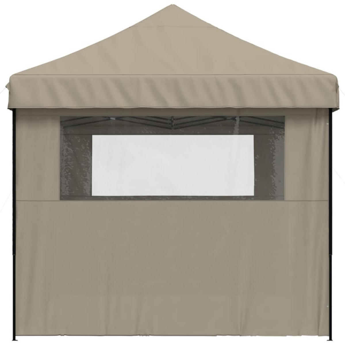 PARTYZELT Faltbar Pop-Up Mit 3 Seitenteilen Taupe - Schwarz, Textil (292/315/580cm) - vidaXL
