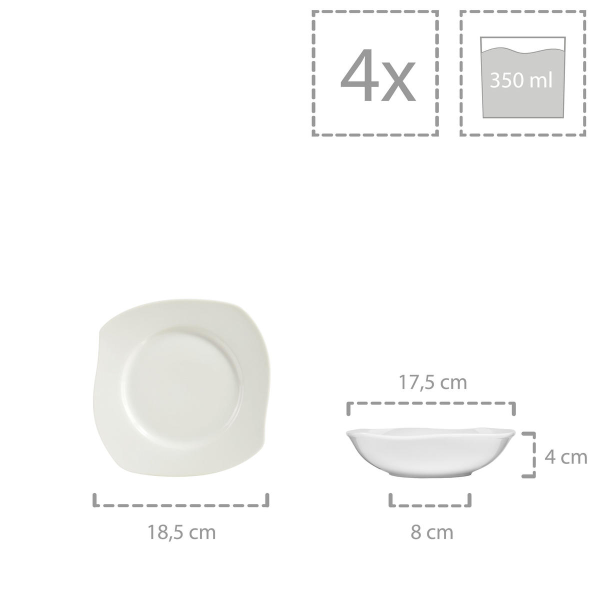KOMBISERVICE AVALON - 16 teilig aus Porzellan - Weiß, Keramik (24/22.5/30cm) - Sänger