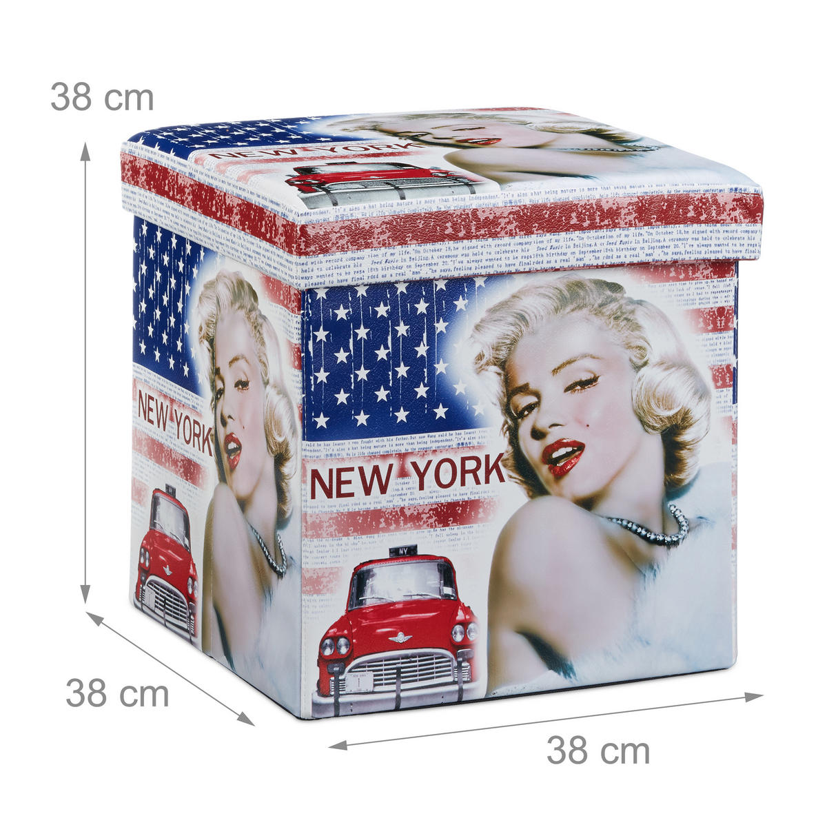 SITZHOCKER - Multicolor, Holzwerkstoff/Kunststoff (38/38/38cm) - Relaxdays