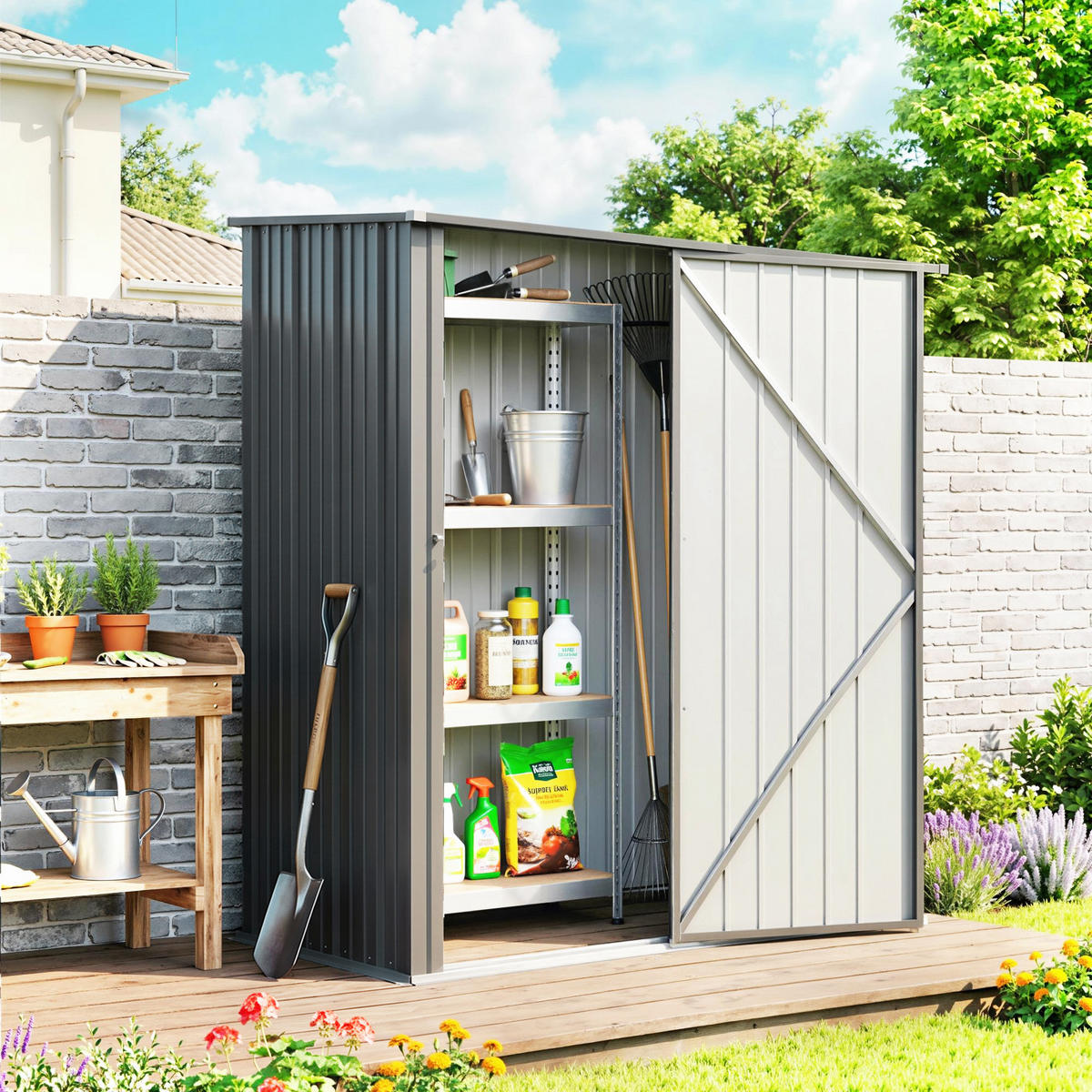 GARTENHAUS Schwarz 1 Stück - Schwarz, Kunststoff/Metall (94.5/196/161.5cm) - GiPP