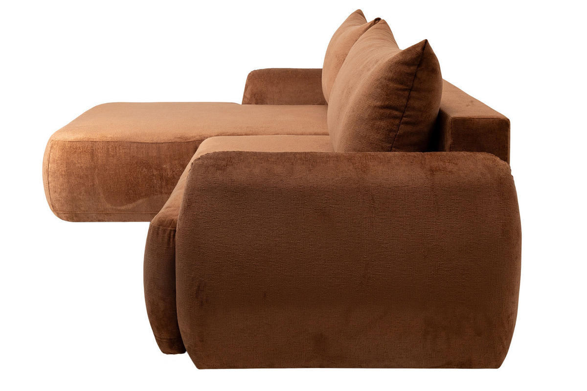 ECKSOFA Mit Schlaffunktion Und Bettkasten, Chenille-Stoff Perfecto, Kupfer, Links, HELA II - Kupferfarben, Holz (280/184cm) - Kaiser Möbel
