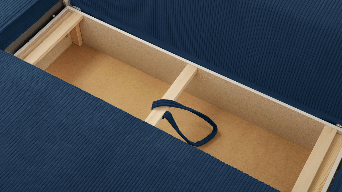 WOHNLANDSCHAFT Cedria Blau 389/145/85 cm mit Schlaffunktion - Schwarz/Dunkelblau, Kunststoff/Textil (389/85/145cm) - AX Living