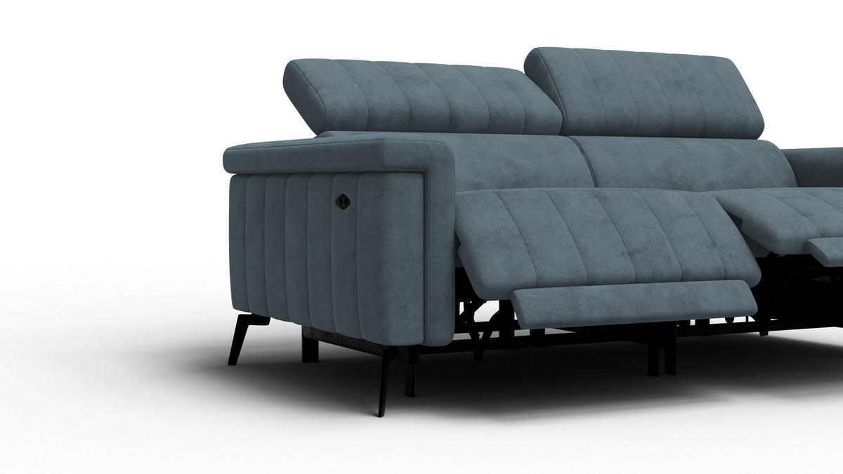 RELAXSOFA NORDEL 3-Sitzer, blaugrau - Blaugrau/Schwarz, Holz/Textil (194/80/105cm) - Courtois Laville