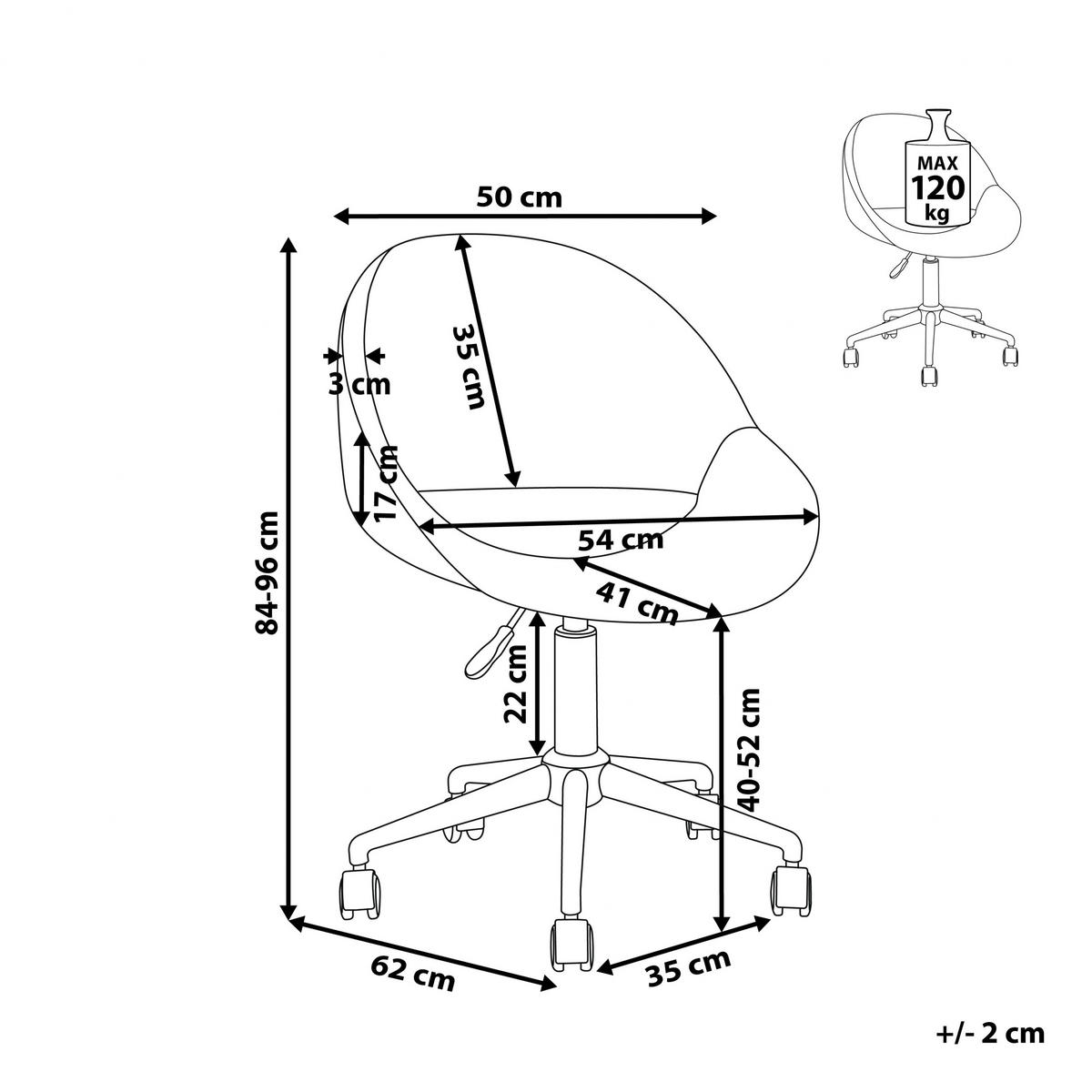 BÜROSTUHL Samtstoff Grün Selma - Grün, Textil/Metall (62/84/62cm) - Beliani