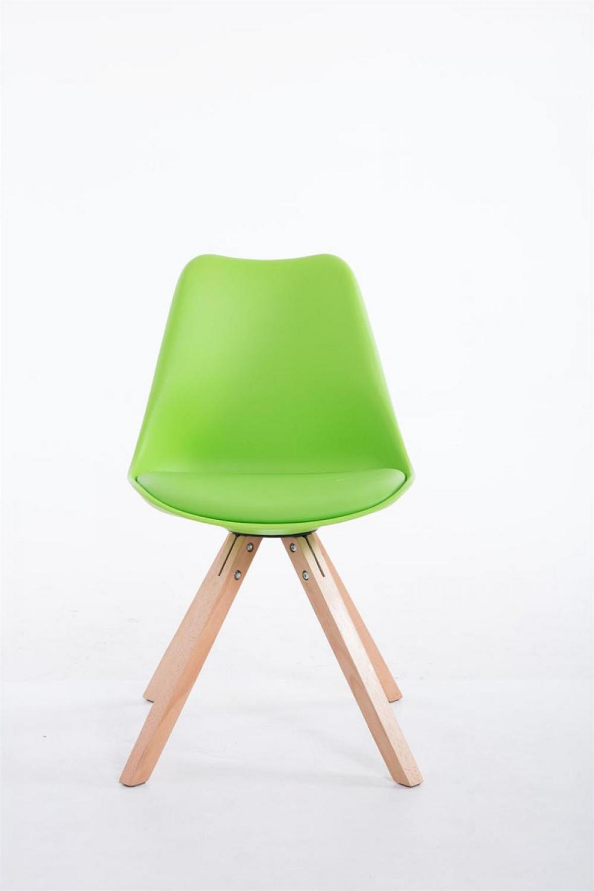 STUHL Lederlook grün - Eukalyptusholzfarben/Grün, Holz/Textil (47.5/83/55.5cm) - CLP