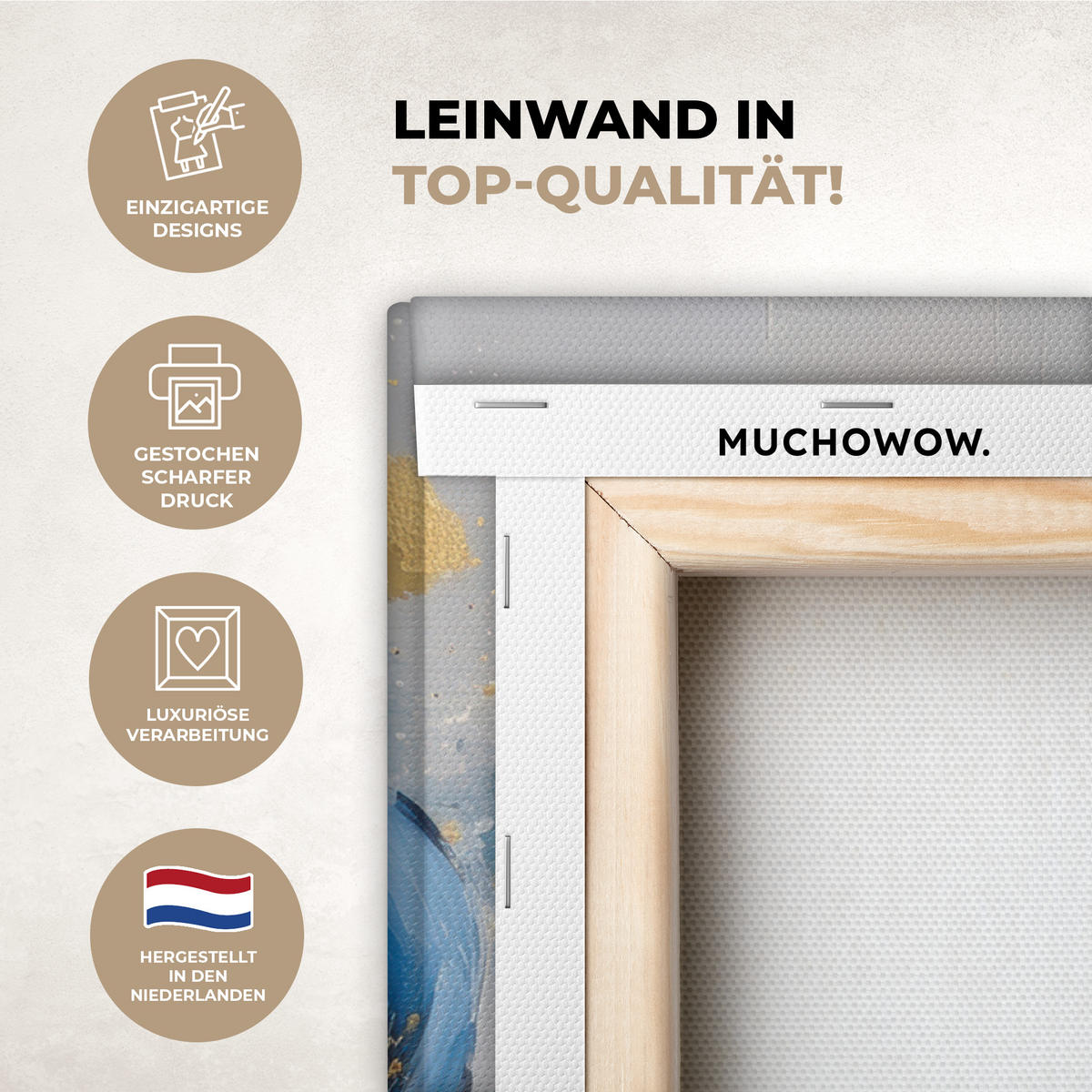 LEINWANDBILD Blumen - Blau - Abstrakt Wandbilder 80x60 cm - Hellgrau, Textil (80/60cm) - MuchoWow