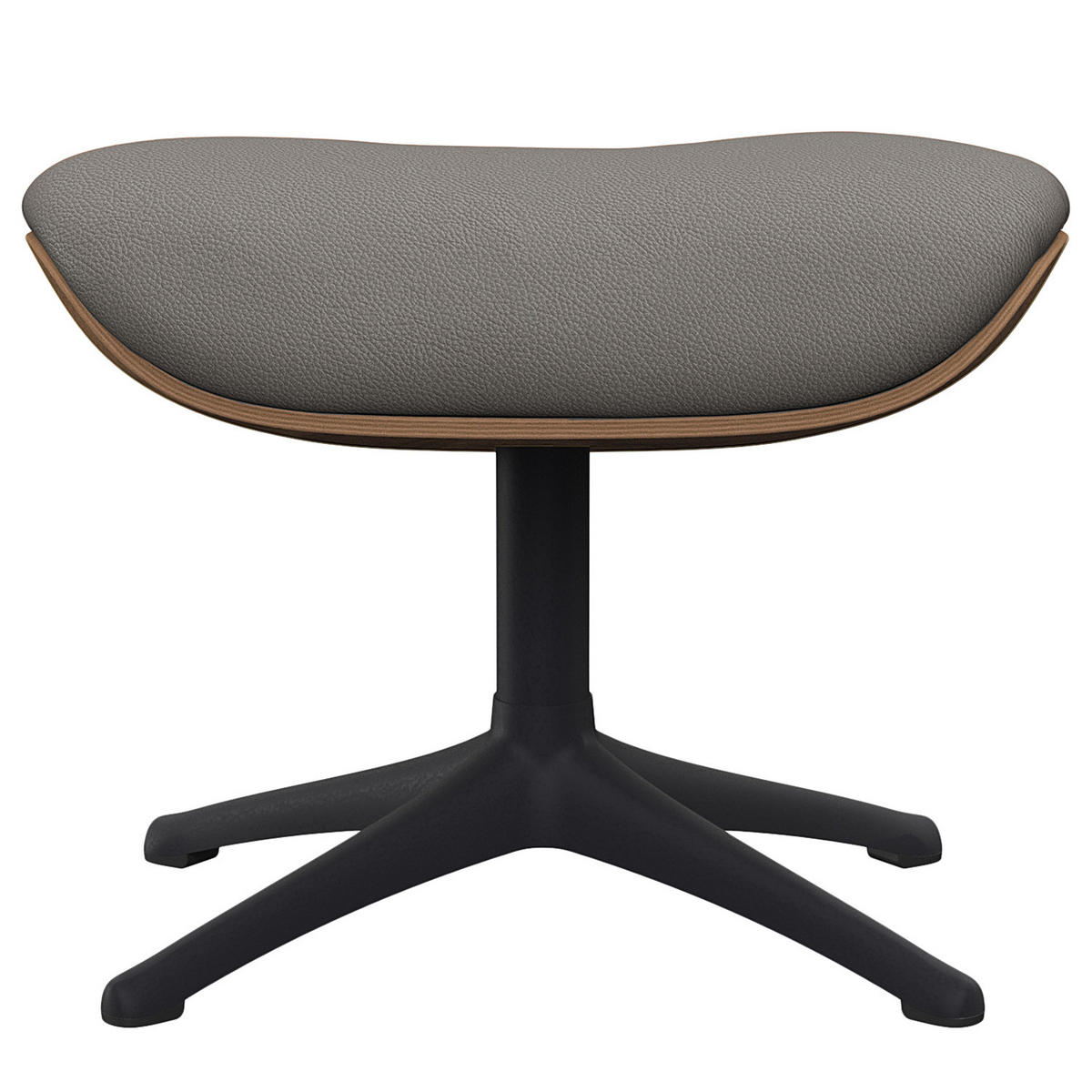 POLSTERHOCKER - Echtleder - Schwarz/Grau, Leder/Metall (49/39/44cm) - home24