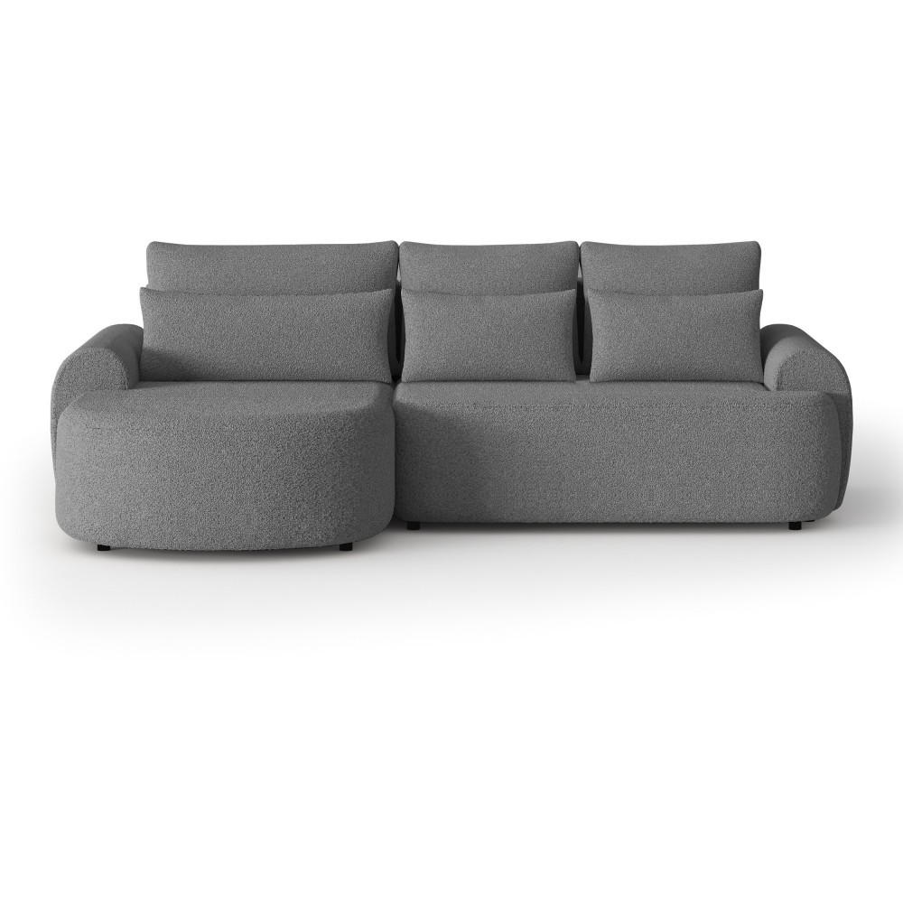 ECKSCHLAFSOFA Olivio L Grau, links - Schwarz/Grau, Kunststoff/Textil (266/170cm) - Beautysofa