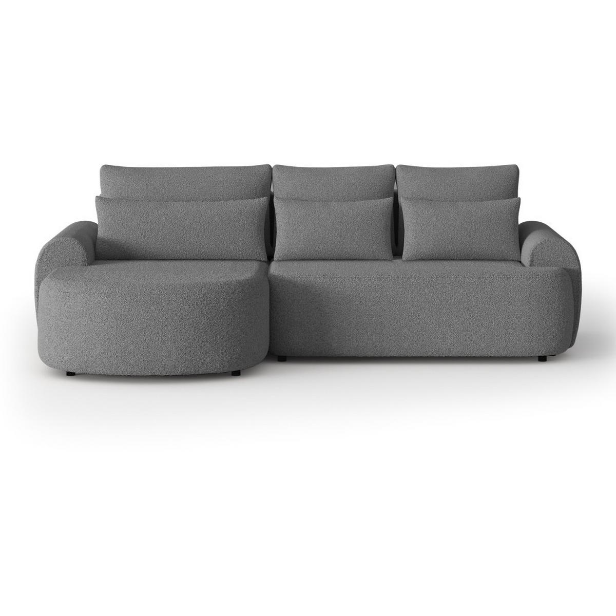 ECKSCHLAFSOFA Olivio L Grau, links - Schwarz/Grau, Kunststoff/Textil (266/170cm) - Beautysofa