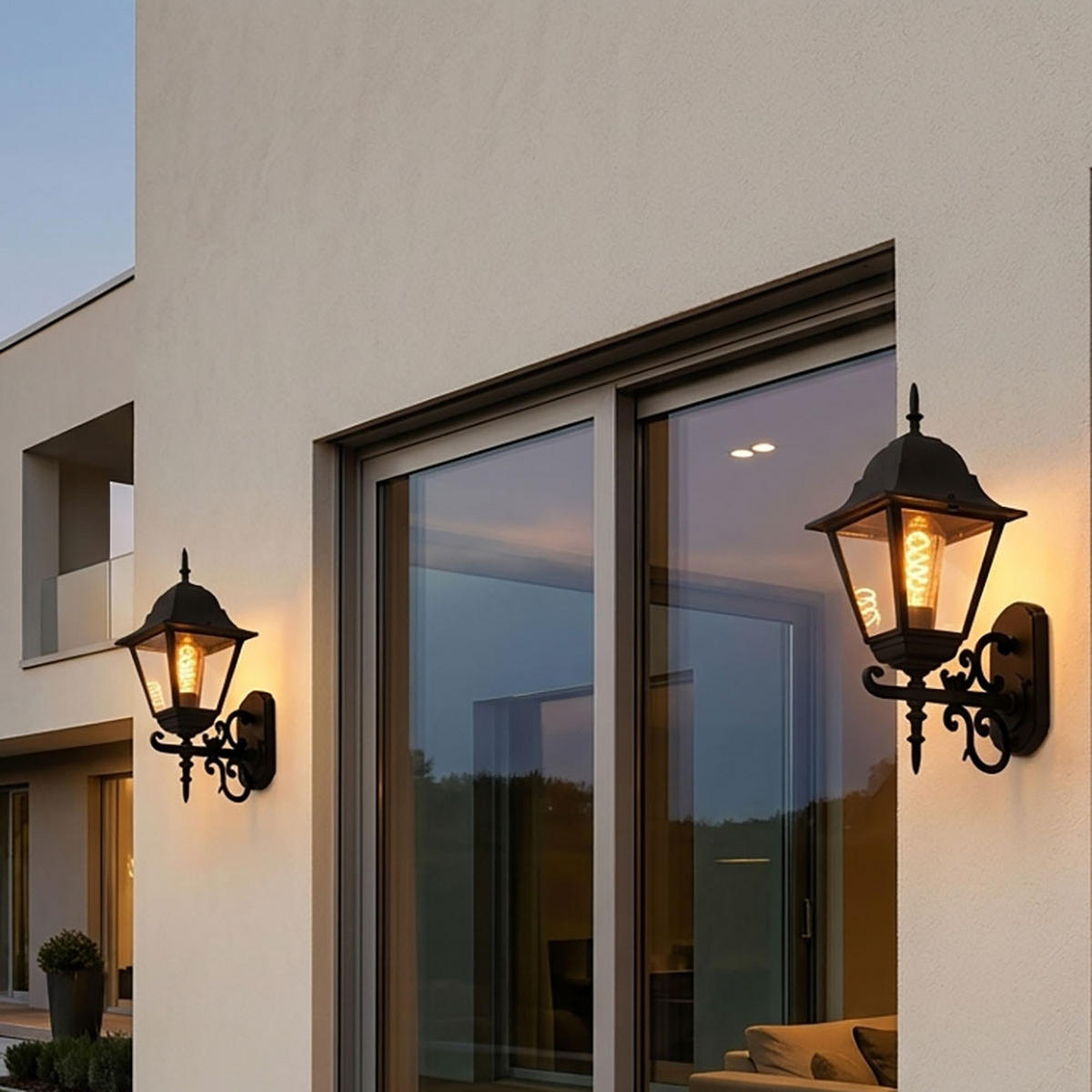 LED WANDLEUCHTE Aluminium Schwarz 2er Set - Schwarz, Glas (24.5/18.5/44.5cm)