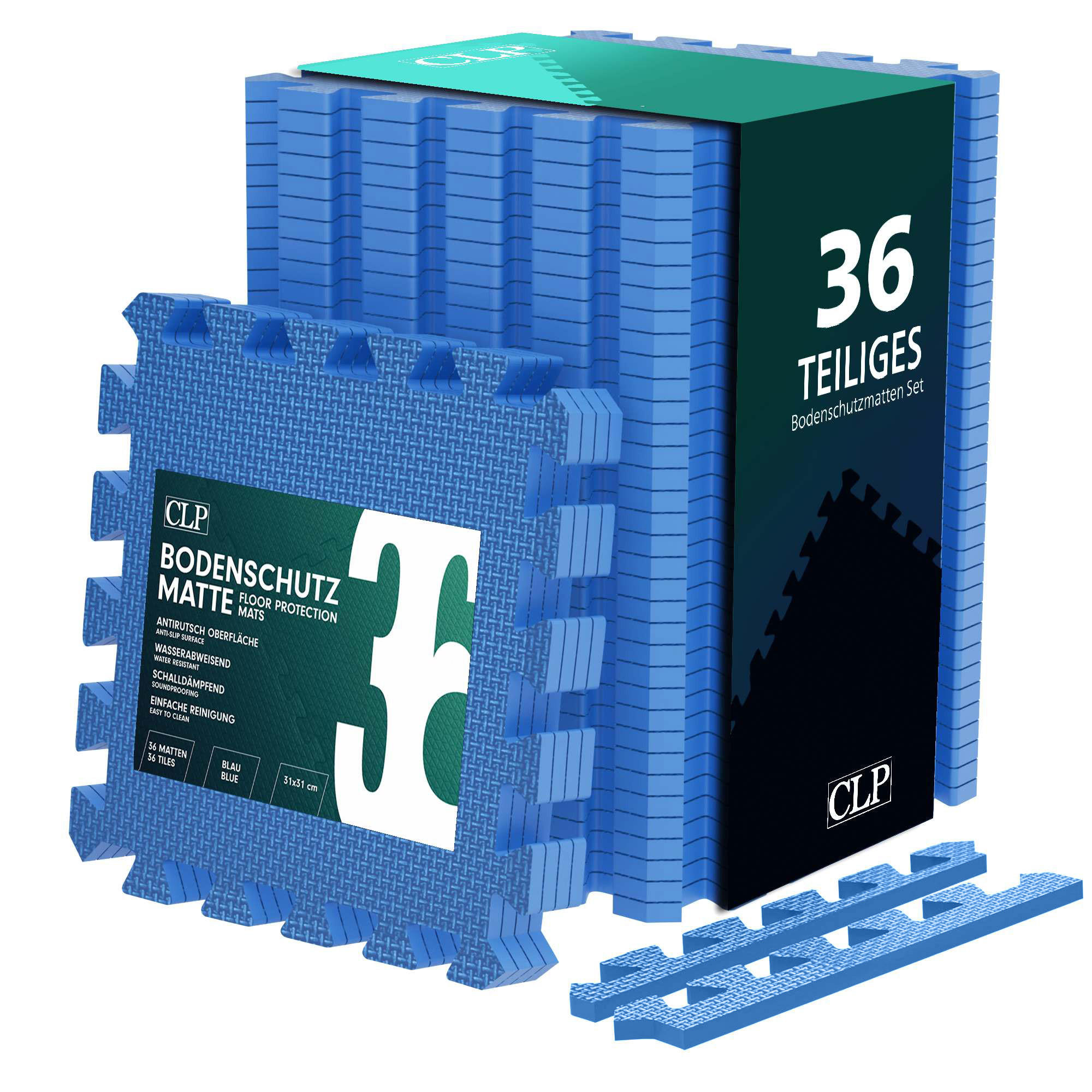 BODENSCHUTZMATTE 36er-Set Blau - Blau, Kunststoff (30/30cm) - CLP