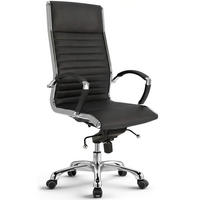 BÜROSTUHL Montreal Echtleder Schwarz – ergonomisch, 150 kg belastbar, Sitzhöhe 52-64cm - Schwarz Hochglanz, Leder/Metall (60/121/60cm) - Versee