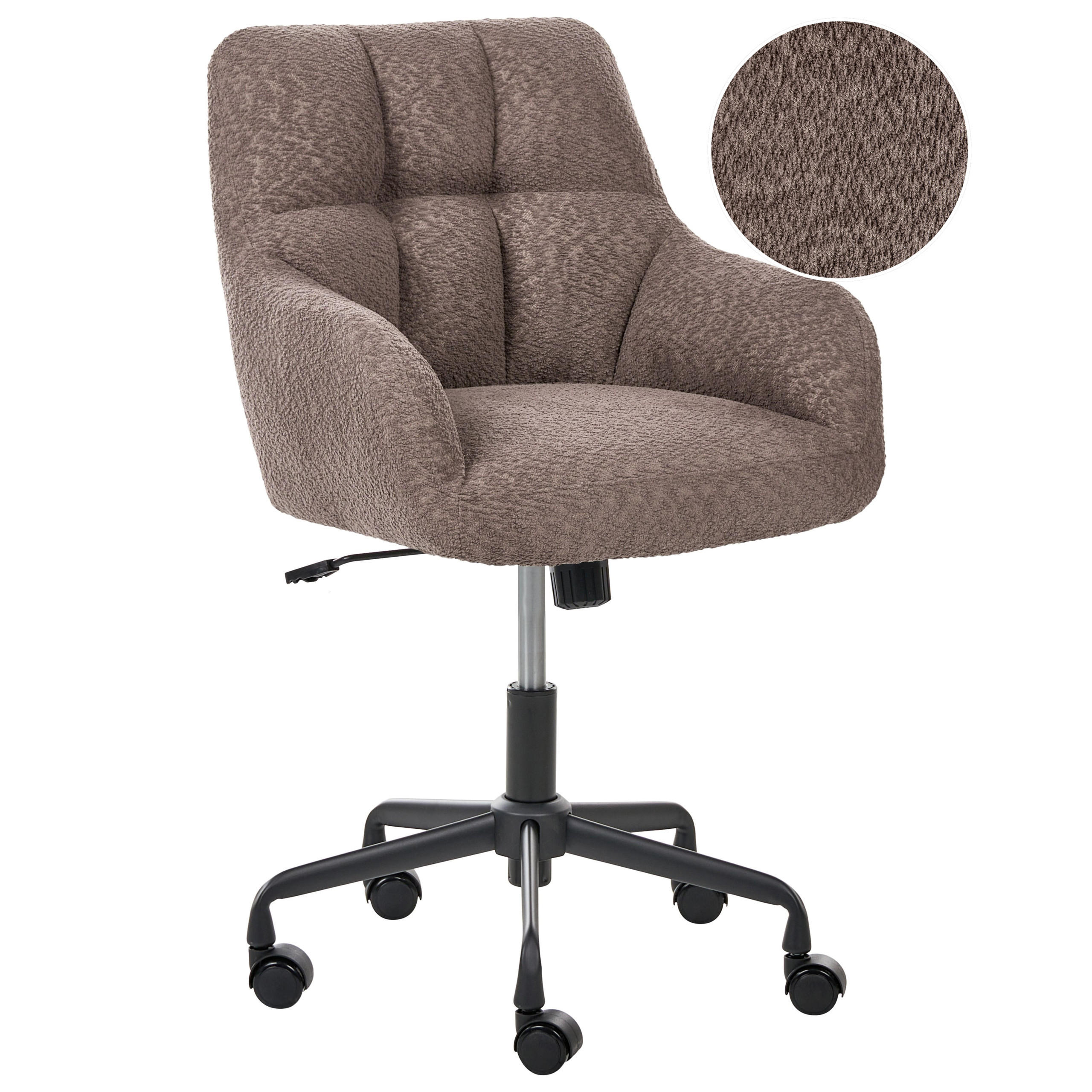 SCHREIBTISCHSTUHL Bouclé Dunkelbraun Palmdale - Dunkelbraun, Textil (58/87/61cm) - Beliani