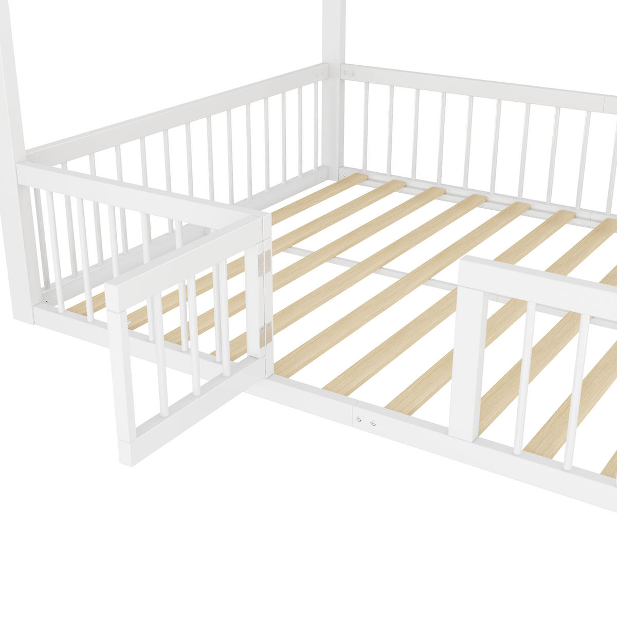 HAUSBETT 140 x 200 cm in Weiß Metall，Ohne Matratze - Weiß, Metall (140/200cm) - KOMHTOM