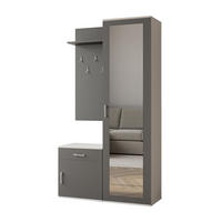 GARDEROBE Patricia 100 cm mit Spiegel, mit Schuhschrank und Schublade, weiß, grau - Weiß/Grau, Kunststoff (100/181/35cm) - Margaret Hadas24