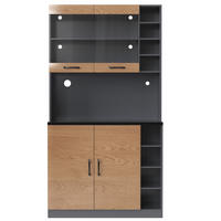 BUFFET Naturfarben Grau 100/47/187 cm - Naturfarben, Holz (100/187/47cm) - PANGIVO