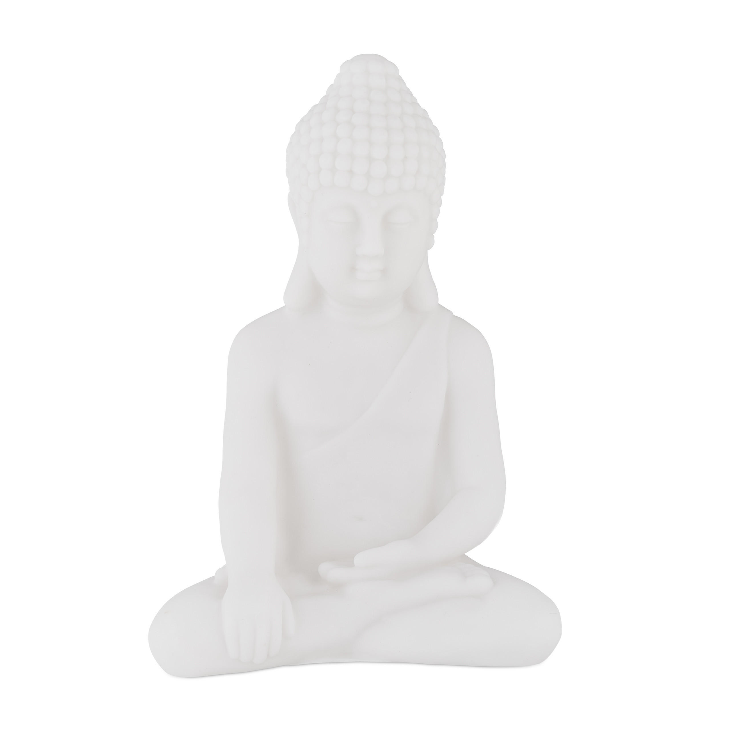 BUDDHA-FIGUR - Weiß, Kunststoff (11.5/17/8cm) - Relaxdays