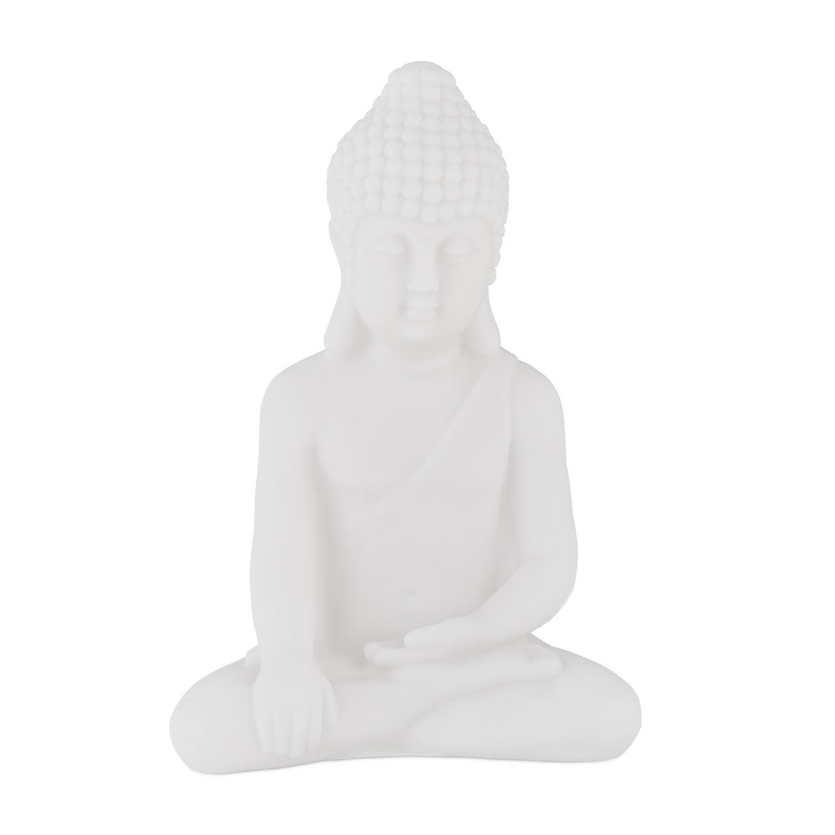 BUDDHA-FIGUR - Weiß, Kunststoff (11.5/17/8cm) - Relaxdays
