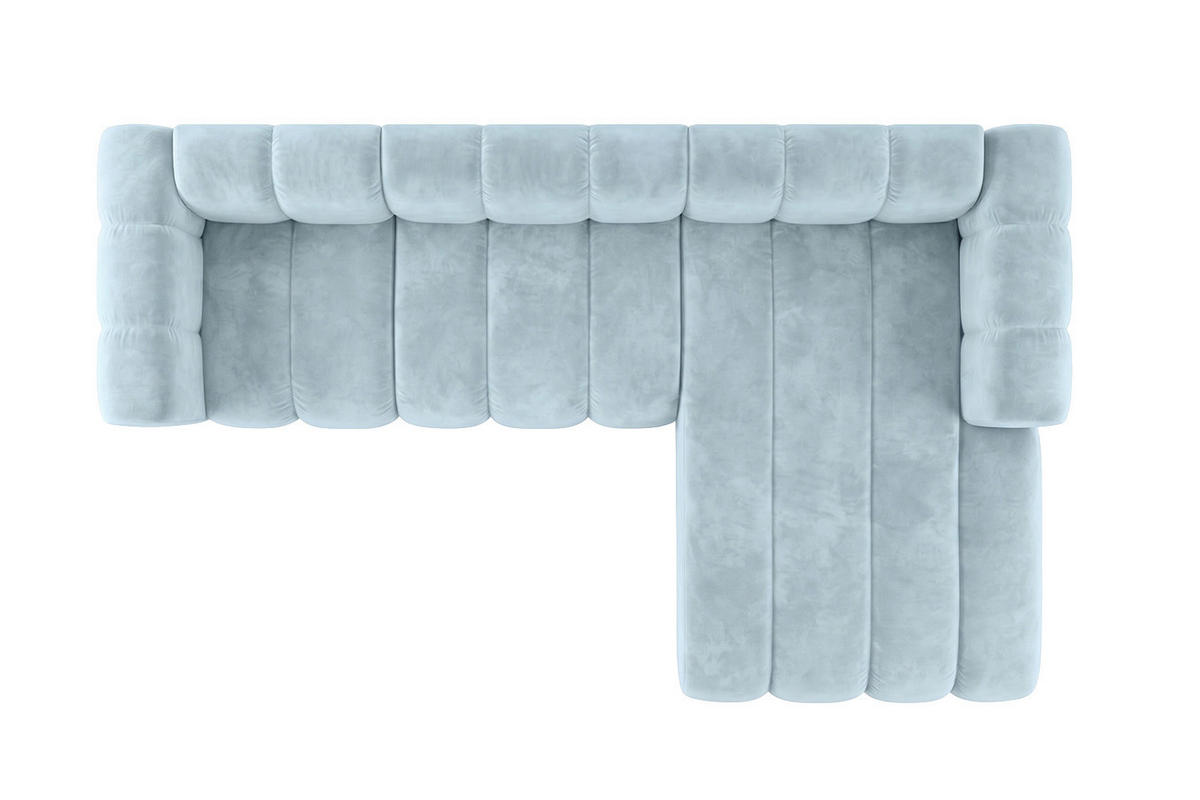 ECKSOFA Modulares In L-Form, Velvet-Stoff Riviera, Babyblau, Rechts, GRAND 287 cm - Hellblau, Holz (287/179cm) - Kaiser Möbel