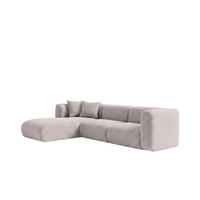 ECKSOFA L-Form, Chenille-Stoff Cremona, Hellgrau, Links, GRETA - Hellgrau, Holz (318/179cm) - Kaiser Möbel