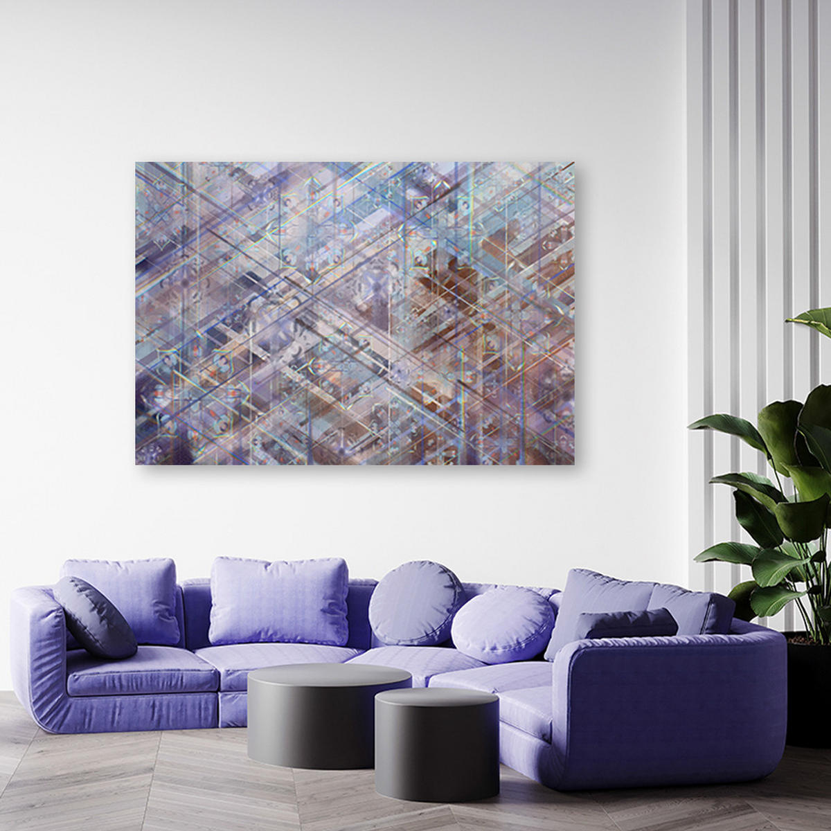 WANDBILD abstrakte geometrische formen - Blau, Textil (60/40cm) - Feeby