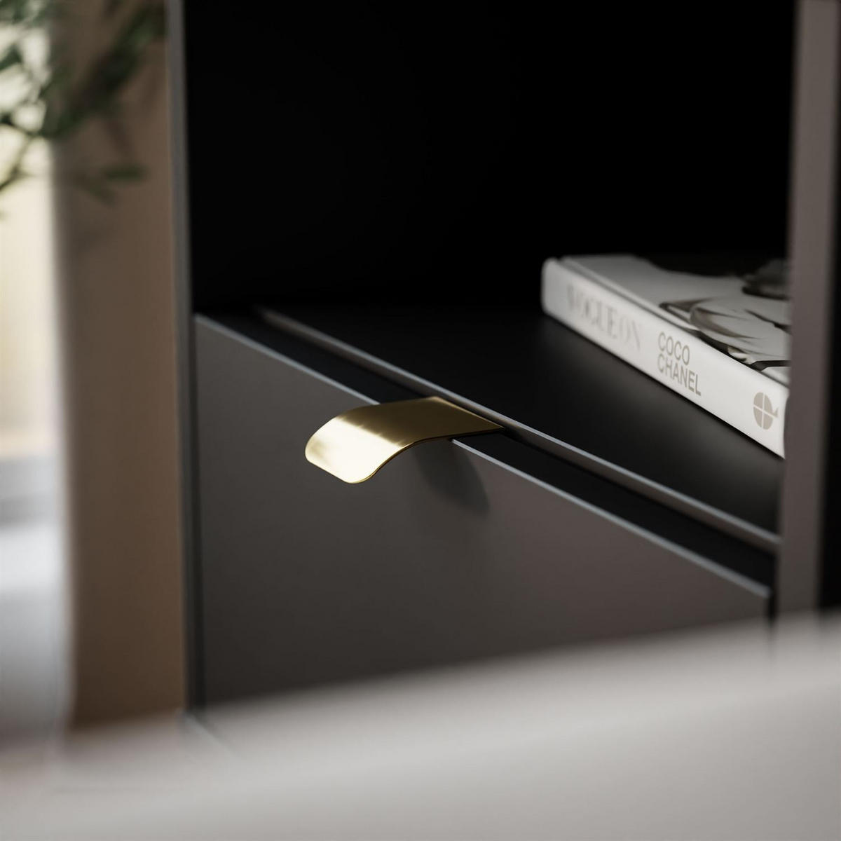 NACHTTISCH ALDO mit LED-Beleuchtung schwarz - Schwarz, Holzwerkstoff (38/46/33cm) - Lookway