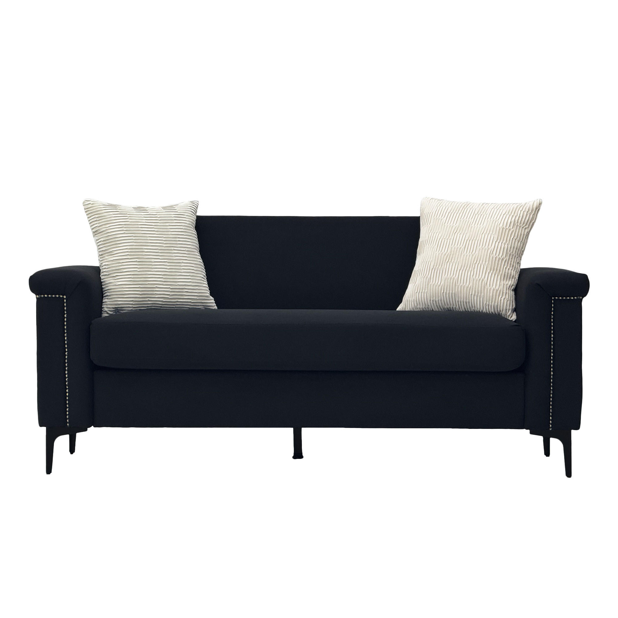 2-SITZER Sofa Massivholzrahmen mit Stoffbezug und Metallfüßen 172/73.5/81.5 cm Schwarz - Schwarz, Textil (73.5/81.5/172cm) - Redom