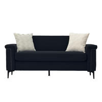 2-SITZER Sofa Massivholzrahmen mit Stoffbezug und Metallfüßen 172/73.5/81.5 cm Schwarz - Schwarz, Textil (73.5/81.5/172cm) - Redom