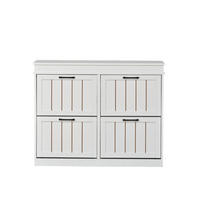 SCHUHSCHRANK 4 Kipptüren 8 Fächer MDF Weiß Schwarz Griff - Weiß, Holzwerkstoff (105/83/24cm) - FLIEKS