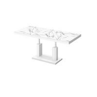 COUCHTISCH rechteckig Marmor Natur - Weiß Hochglanz 120/75/54 cm - Weiß Hochglanz/Weiß, Holzwerkstoff (75/120/54cm) - designimpex