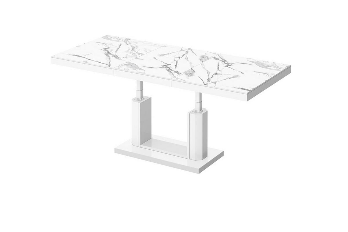 COUCHTISCH rechteckig Marmor Natur - Weiß Hochglanz 120/75/54 cm - Weiß Hochglanz/Weiß, Holzwerkstoff (75/120/54cm) - designimpex