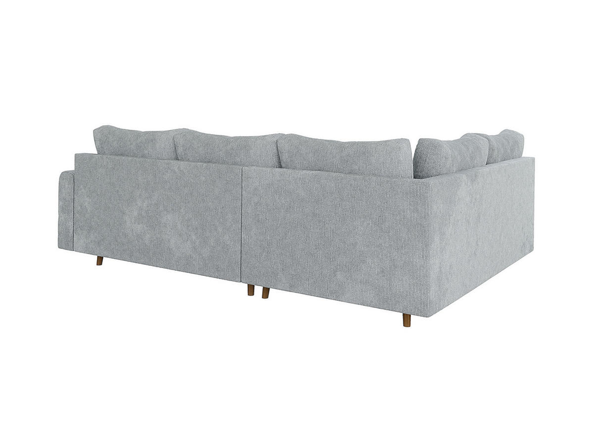 ECKSOFA Sigurd Hellgrau Chenille - Ottomane links - Hellgrau/Braun, Holz/Textil (231/161cm) - S-Style Möbel