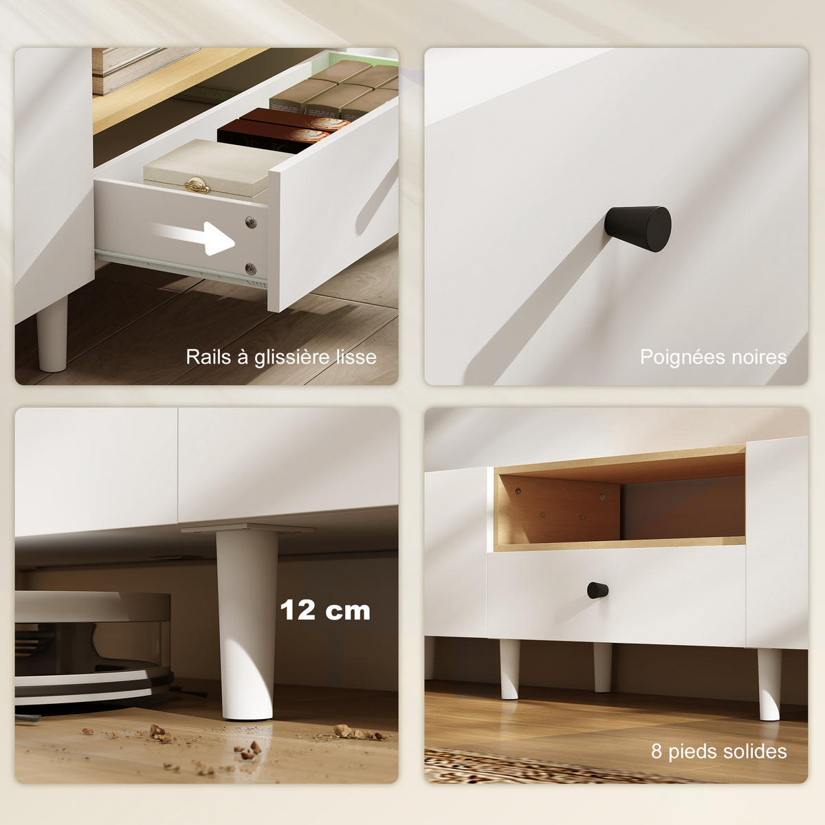 LOWBOARD DE-16163 200 cm Weiß - Weiß, Holzwerkstoff (200/45/35cm) - ComfortXL