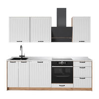 KÜCHENZEILE Fame-Line, Weiß Landhaus/Goldkraft Eiche, 230 cm, AP Marmor - Honigeiche/Weiß, Holzwerkstoff (230/206.8/60cm) - Vicco