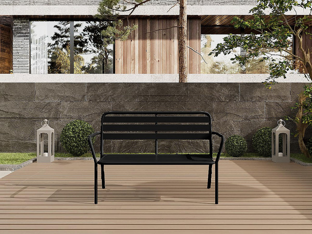 GARTENBANK - Metall - Schwarz - MIRMANDE von MYLIA - Schwarz, Metall (123/82/58cm) - Vente-Unique