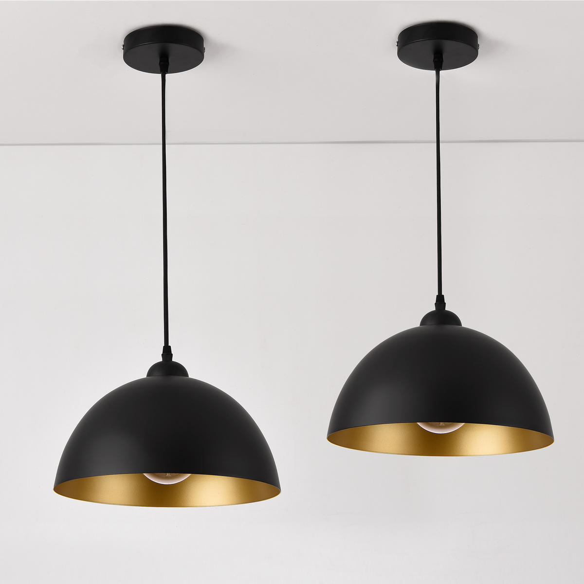 HÄNGELEUCHTE Toulon SET 2 -teilig - Schwarz, Metall (30/30/145cm) - lux.pro