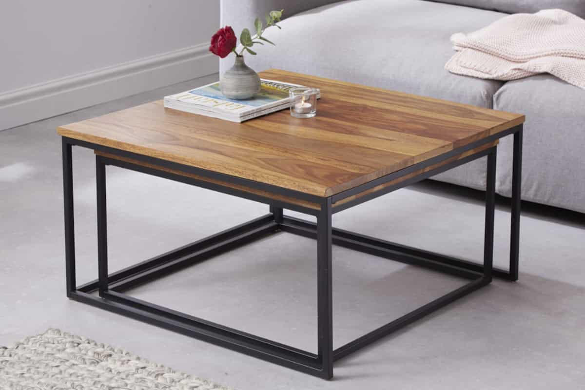 COUCHTISCH ELEMENTS Sheesham rechteckig Natur 75cm - Braun, Holz/Metall (75/75/40cm) - riess-ambiente
