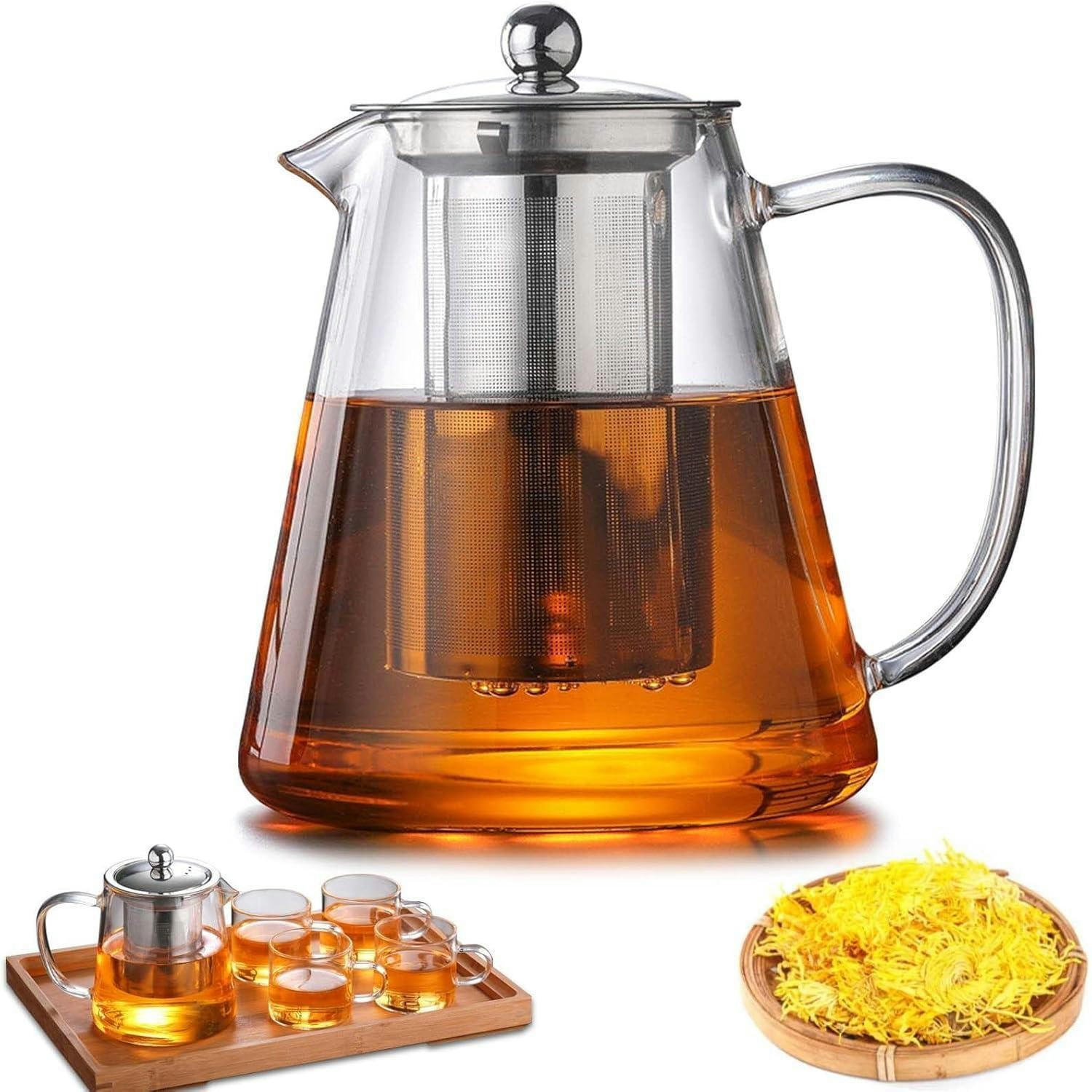 TEEKANNE mit Siebeinsatz 1300 ml Borosilikatglas hitzebeständig - Transparent, Glas (16/16cm)