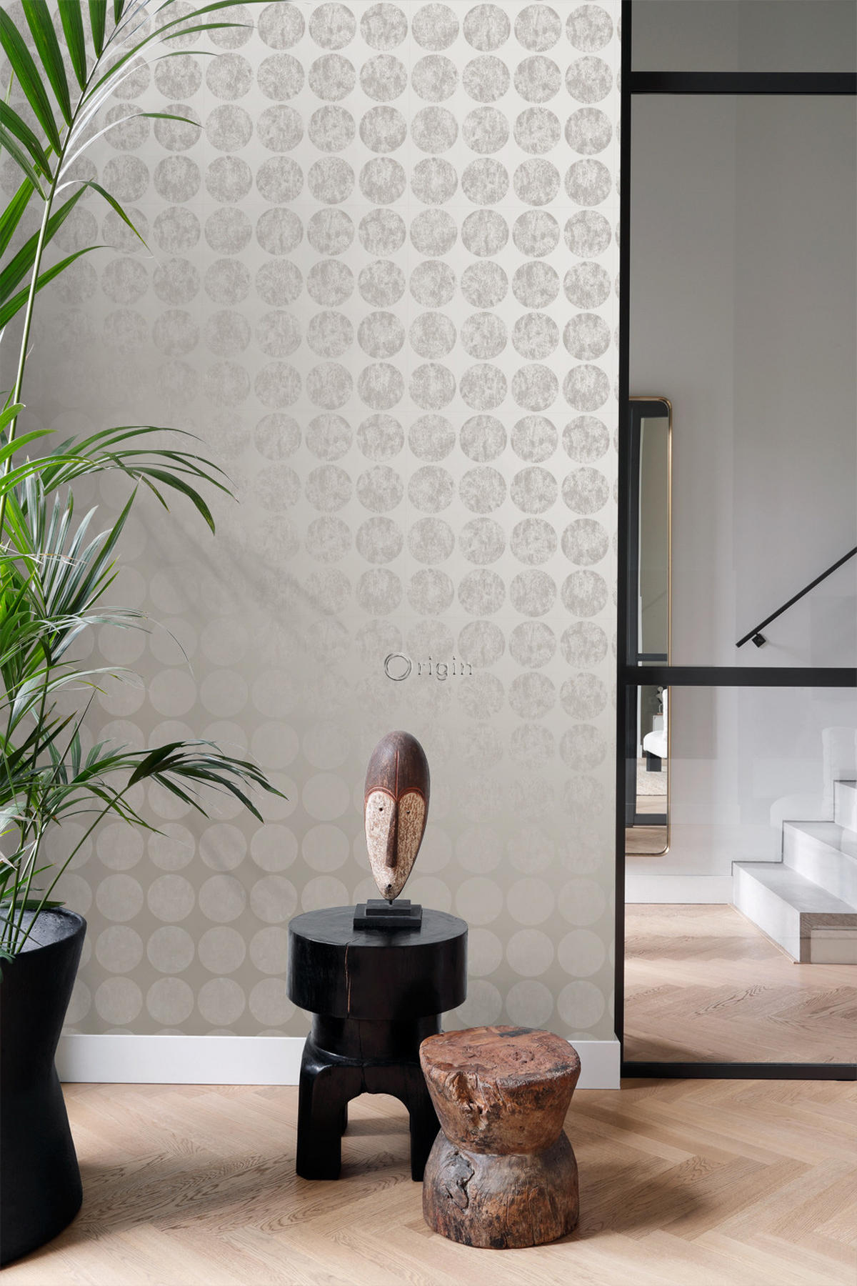 TAPETE große verwitterte Kugeln 53 cm x 10.05 m - Braun, Papier (53/1000cm) - Origin Wallcoverings