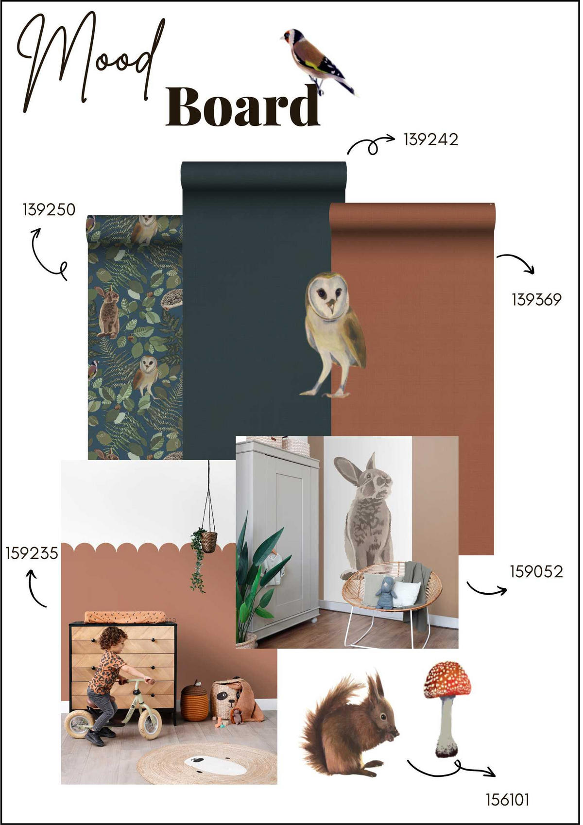 WANDTATTOO Waldtiere 47.5 x 66 cm - Braun, Papier (47.5/66/66cm) - ESTAhome